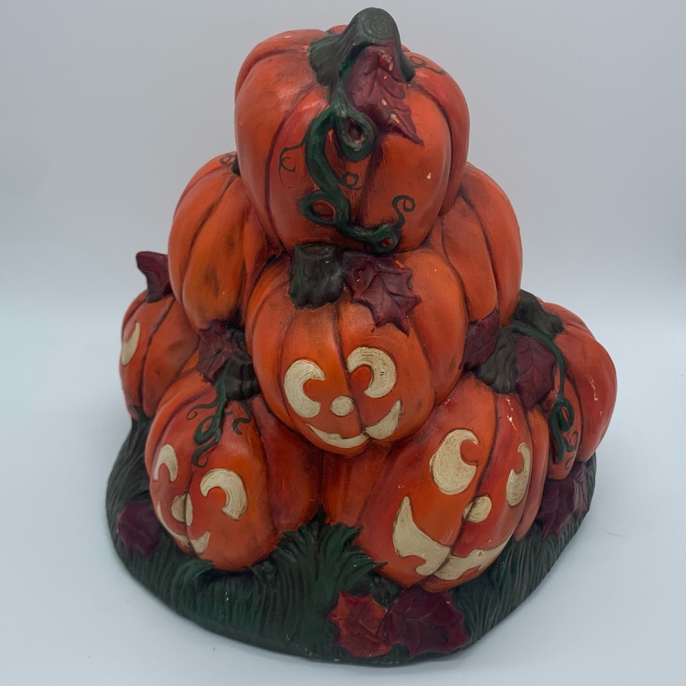 Vintage Pumpkin Jack o Lantern Hand Painted Ceramic Mold Halloween - Picture 3 of 8